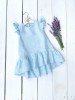 Lininė vaikiška suknelė "Sparnuota” dangaus spalvos